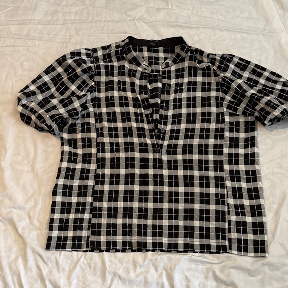 Ann Taylor Black and White Plaid Top - Picture 1 of 3